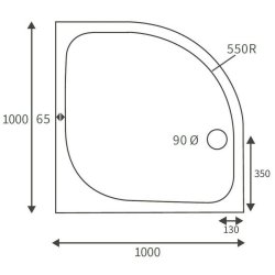 Ajax Low Profile 1000mm Quadrant Shower Tray