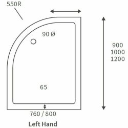 Ajax Low Profile 1000 x 800mm LH Offset Quadrant Shower Tray