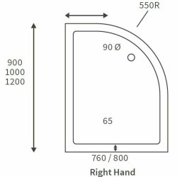 Ajax Low Profile 1200 x 900mm RH Offset Quadrant Shower Tray