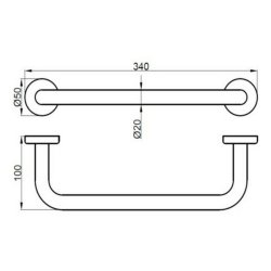 Ajax 340mm Brushed Brass Straight Bathroom Grab Rail