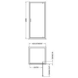 Nuie Rene 900mm Brass Framed 6mm Pivot Shower Door