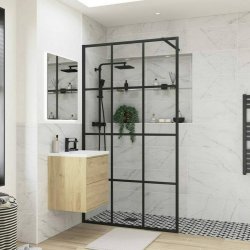 Ajax Reni 8mm Framed 1200mm Wetroom Panel in Black