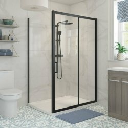 Ajax Keah 6mm Black 1200mm Sliding Shower Door