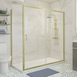 Ajax Keah 6mm Brushed Brass 1200mm Sliding Shower Door