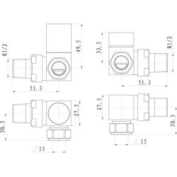 Ajax Square Chrome Corner Radiator Valves