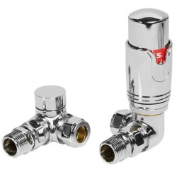 Ajax Round Chrome Corner Thermostatic Radiator Valves