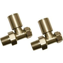 Ajax Patterned Brushed Brass Straight Radiator Valves