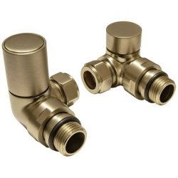 Ajax Patterned Brushed Brass Corner Radiator Valves