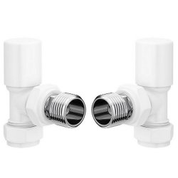 Ajax Patterned White Angled Radiator Valves