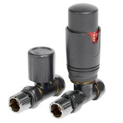 Ajax Round Anthracite Straight Thermostatic Radiator Valves