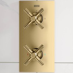 Bristan Cruzar Brushed Brass Concealed Shower with Fixed Head and Riser Kit