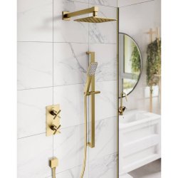 Bristan Cruzar Brushed Brass Concealed Shower with Fixed Head and Riser Kit