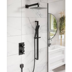 Bristan Cruzar Black Concealed Shower with Fixed Head and Riser Kit