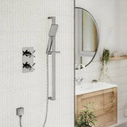 Bristan Cruzar Chrome Concealed Shower with Fixed Head and Riser Kit