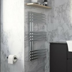 Ajax Blundell 800 x 500mm Chrome Round Ladder Towel Warmer