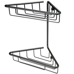 Ajax Linwood Matt Black 2 Tier Corner Shower Baskets