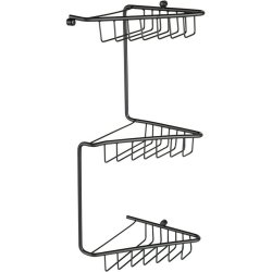 Ajax Linwood Matt Black 3 Tier Corner Shower Baskets