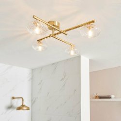 Ajax Laceby Brushed Brass Ceiling Bathroom Light