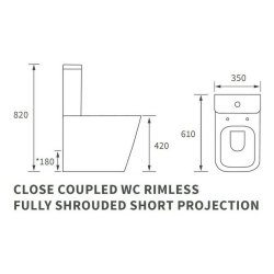 Ajax Weelsby Rimless Close Coupled Closed Back Short Projection WC and Seat