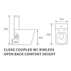 Ajax Weelsby Rimless Close Coupled Open Back Comfort Height WC and Seat