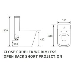 Ajax Weelsby Rimless Close Coupled Open Back Short Projection WC and Seat