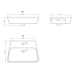 Ajax Weelsby 495mm 1TH Semi Recessed Basin