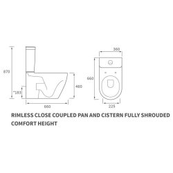 Ajax Caistor Rimless Close Coupled Closed Back Comfort Height WC and Seat