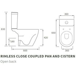 Ajax Caistor Rimless Close Coupled Open Back WC and Seat