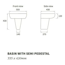 Ajax Caistor 555mm 1TH Basin and Semi Pedestal