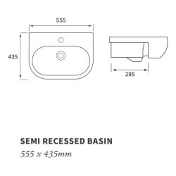 Ajax Caistor 555mm 1TH Semi Recessed Basin