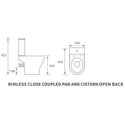 Ajax Maltby Rimless Close Coupled Open Back Short Projection WC and Seat