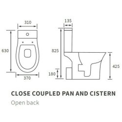 Ajax Donnington Rimless Close Coupled Open Back WC and Seat