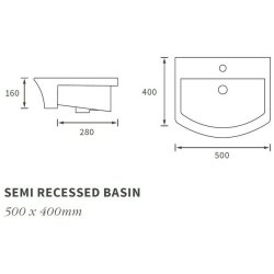 Ajax Donnington 500mm 1TH Semi Recessed Basin