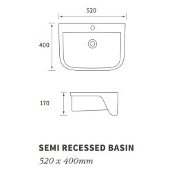 Ajax Binbrook 520mm 1TH Semi Recessed Basin