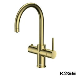 Scudo KoGE 3 in 1 Swan Spout Boiling Water Tap in Brushed Brass