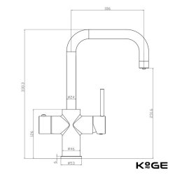 Scudo KoGE 3 in 1 Square Spout Boiling Water Tap in Brushed Brass