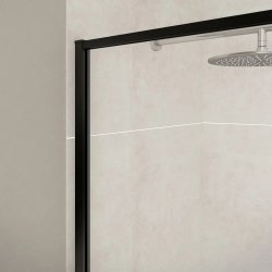 Merlyn Fixed Matt Black Square Framed Bath Screen