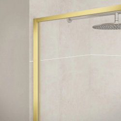 Merlyn Fixed Brushed Brass Square Framed Bath Screen