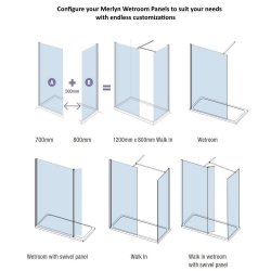 Merlyn 700mm Chrome 8mm Fluted Wetroom Panel 8WFL70