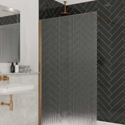 Merlyn 700mm Brushed Bronze 8mm Fluted Wetroom Panel