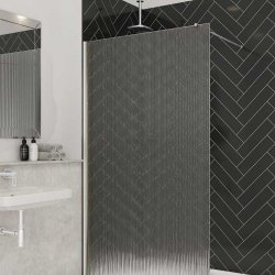 Merlyn 700mm Chrome 8mm Fluted Wetroom Panel