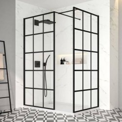 Merlyn 900mm Black 8mm Square Framed Wetroom Panel BLKFSWCTL90