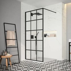 Merlyn 1200mm Black 8mm Square Framed Wetroom Panel