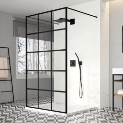 Merlyn 1200mm Black 8mm Square Framed Double Entry Wetroom Panel