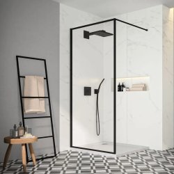 Merlyn 800mm Black 8mm Framed Wetroom Panel