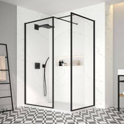 Merlyn 800mm Black 8mm Framed Wetroom Panel BLKFSW80