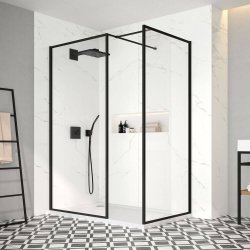 Merlyn 900mm Black 8mm Framed Wetroom Panel BLKFSW90