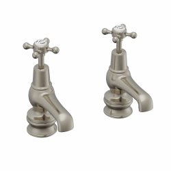 Burlington Claremont Brushed Nickel 3 Inch Cloakroom Basin Taps Regent Base