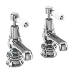 Burlington Kensington Chrome 3 Inch Cloakroom Basin Taps Regent Base