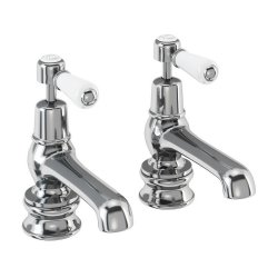 Burlington Kensington Chrome 5 Inch Basin Pillar Taps Regent Base